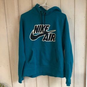 Nike Air Teal Navy Blue and White Mens L Large Long Sleeve Pullover Hoodie